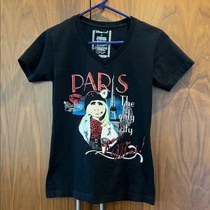 [Disney] Miss Piggy Paris Black T-shirt M